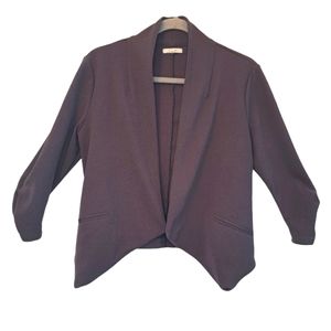 Maurices Gray Cropped Blazer Jacket Open Front Ruched Sleeves Size Medium